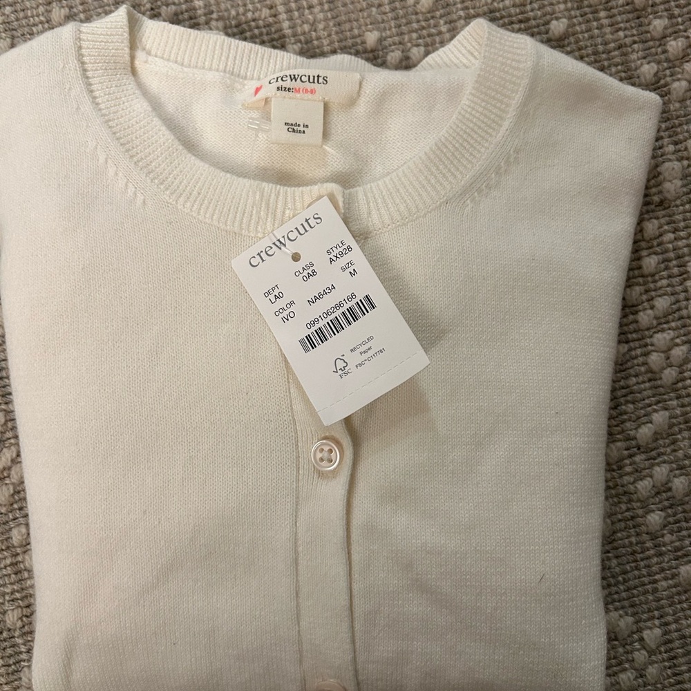 Girl’s Crewcuts Ivory Cardigan Sweater NWT M (8-9)